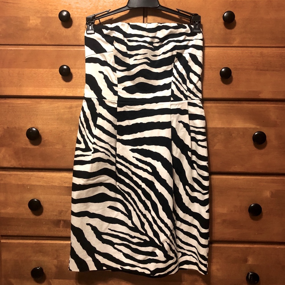Express Mini Strapless Dress. Zebra print